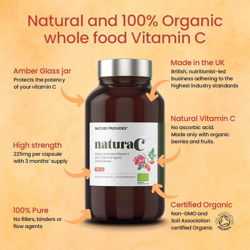 naturaC® | Organic Whole Food Vitamin C (225mg) 90 Capsules