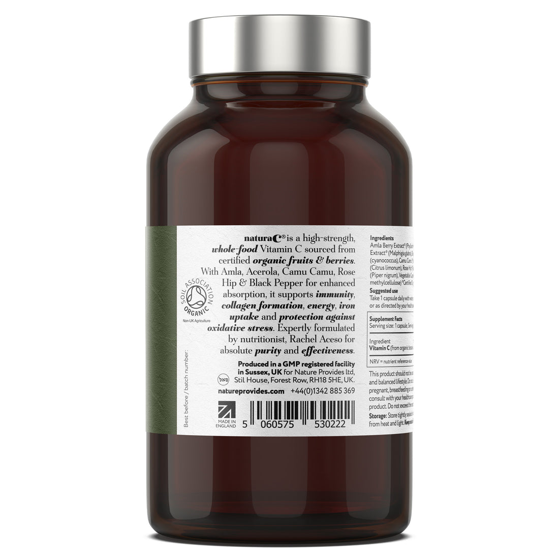 naturaC® | Organic Whole Food Vitamin C (225mg) 90 Capsules