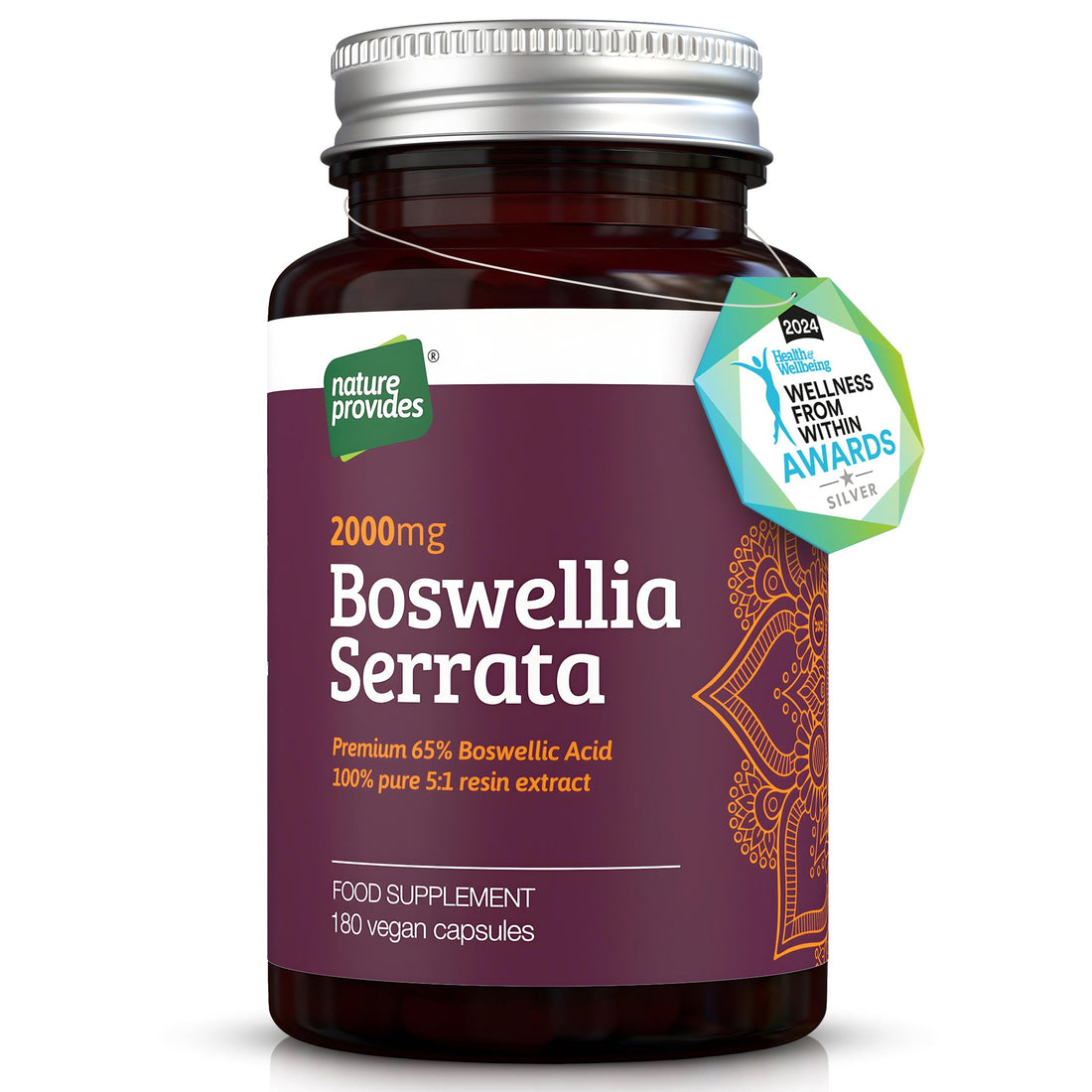Boswellia Serrata 5:1 Extract 2000mg | 65% Boswellic Acid - 180 Vegan Capsules - Nature Provides