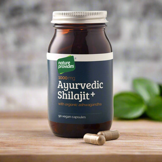 Ayurvedic Shilajit (1000mg) and Organic Ashwagandha Root - 90 Vegan Capsules - Nature Provides