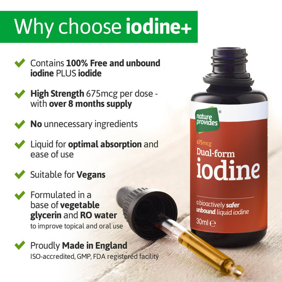 Dual-Form Iodine (675mcg) Extracted From Natural Kelp - 30ml - Nature Provides