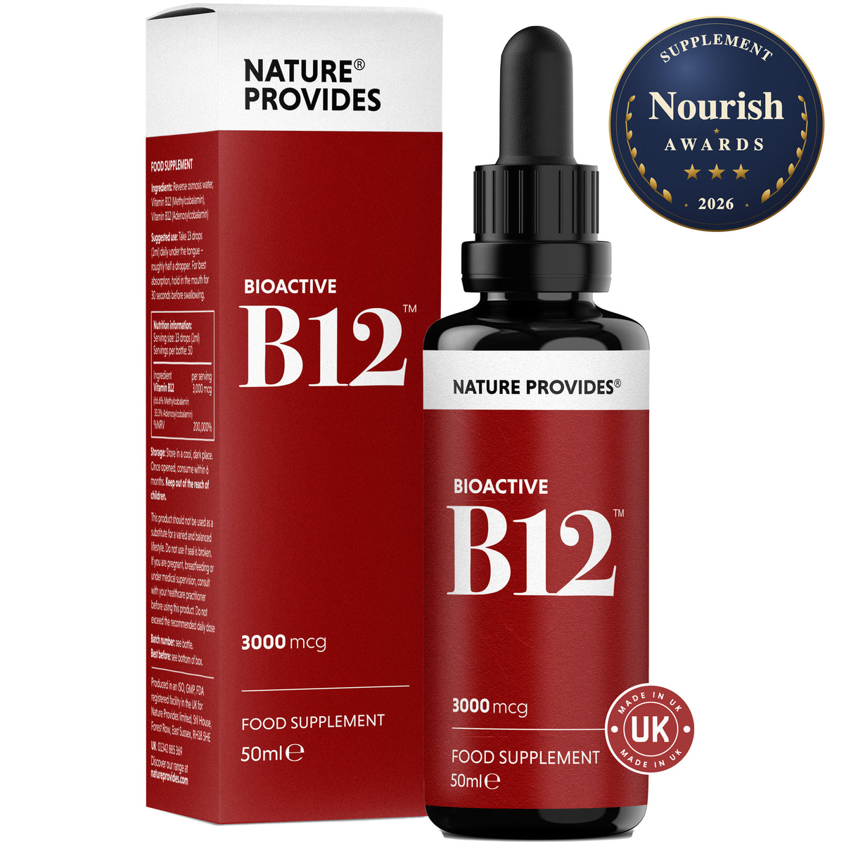 Bioactive B12 (3000 mcg) Flytande Koenzym Vitamin B12 - 50ml