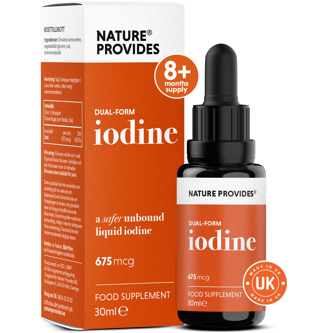 Jod i två former (675 mcg) extraherad från naturlig kelp - 30 ml