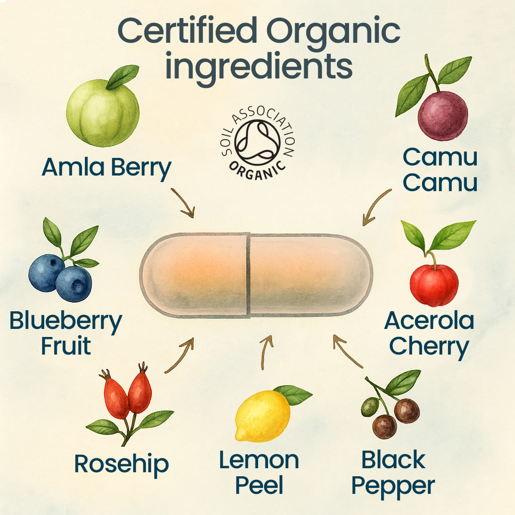 naturaC® | Certified Organic Whole-Food Vitamin C (225mg) 90 Capsules