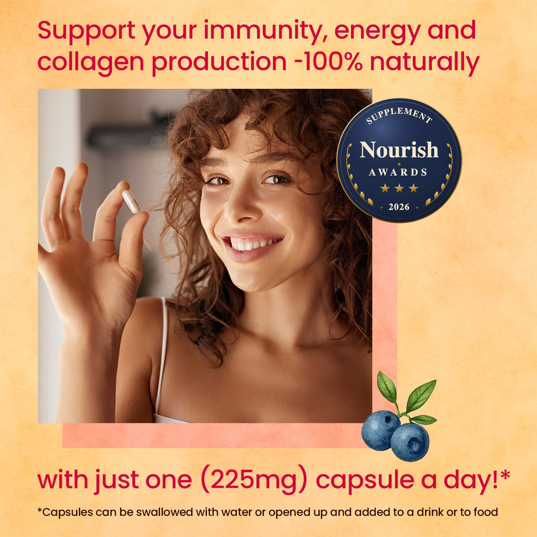 naturaC® (225mg) Ekologiskt Helt Livsmedels Vitamin C - 90 Kapslar