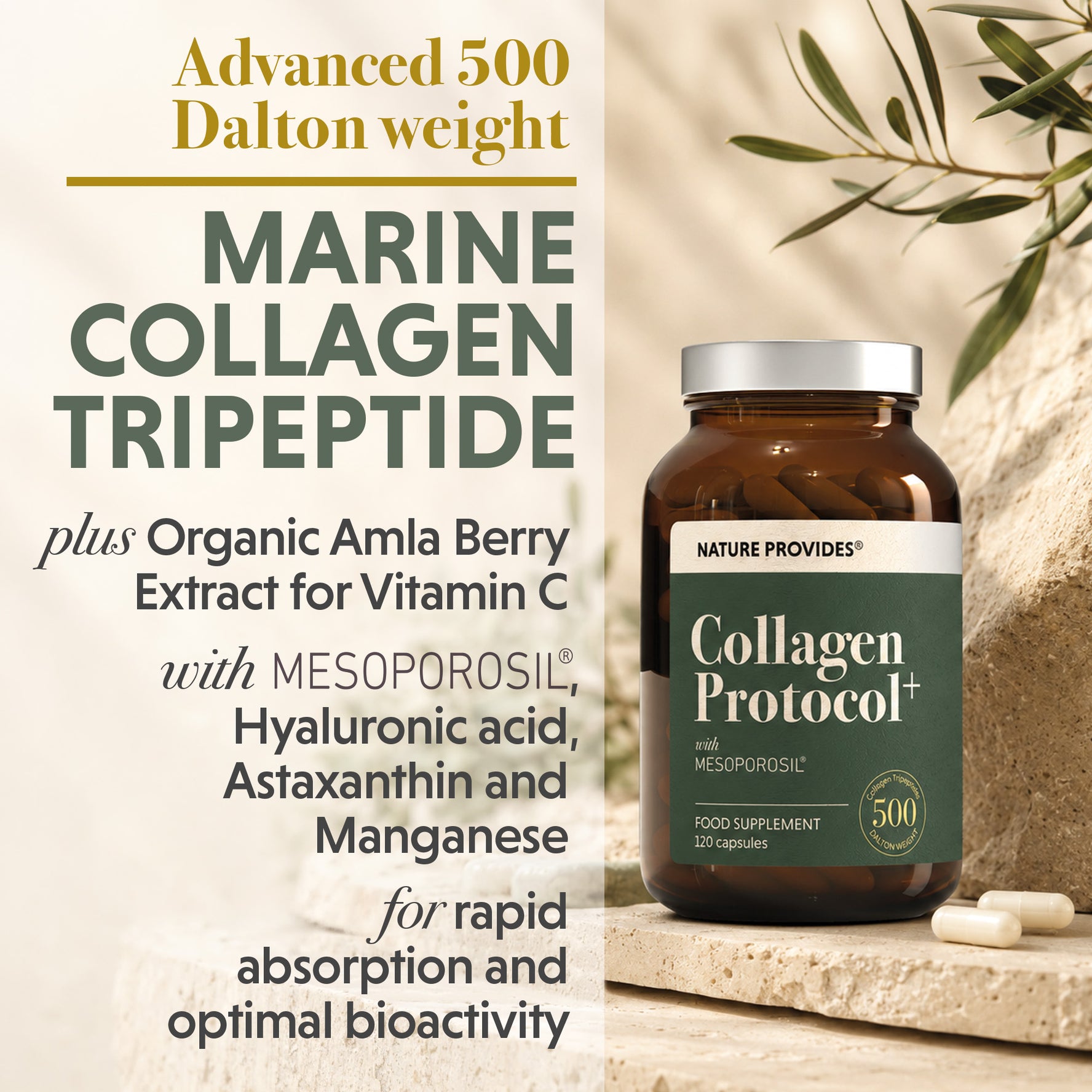 COMING SOON! Collagen Protocol+ 500 Da Marine Collagen with Organic Vitamin C - 120 Caps
