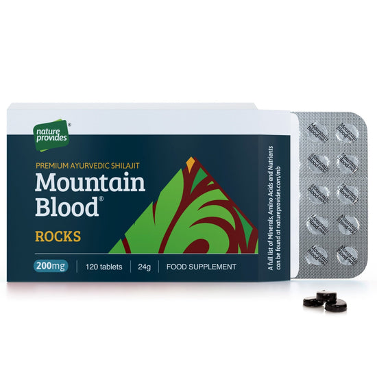 Mountain Blood® Rocks - Premium Ayurvedic Shilajit - 120 x 200mg tablets - Nature Provides