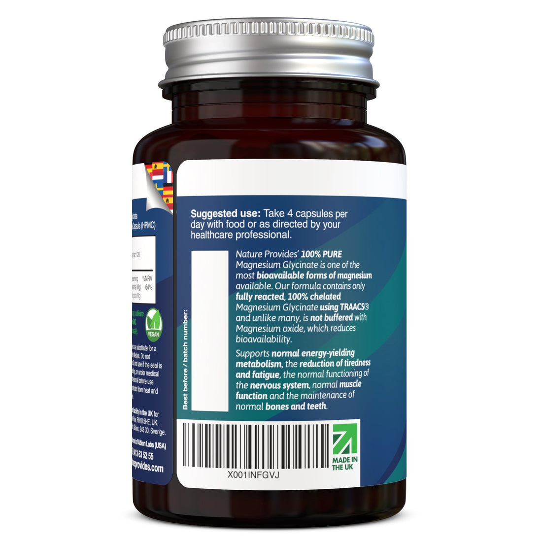 Pure Magnesium Glycinate / Bisglycinate (TRAACS® - form) Made in UK - Nature Provides